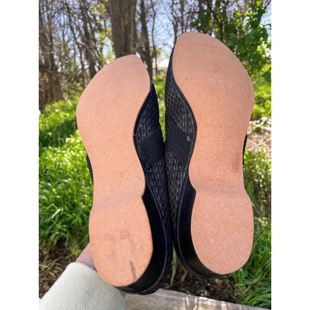 Vintage 1960s Glam Heeled Womens Slipper Black Gold Wellco Sz 11 NOS Wellco - Picture 5 of 15